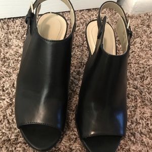 Open toed booties with back strap closure